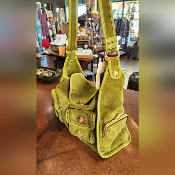Coach Bleeker Street Haversack Limited Edition Green Suede Purse - Picture 4 of 14